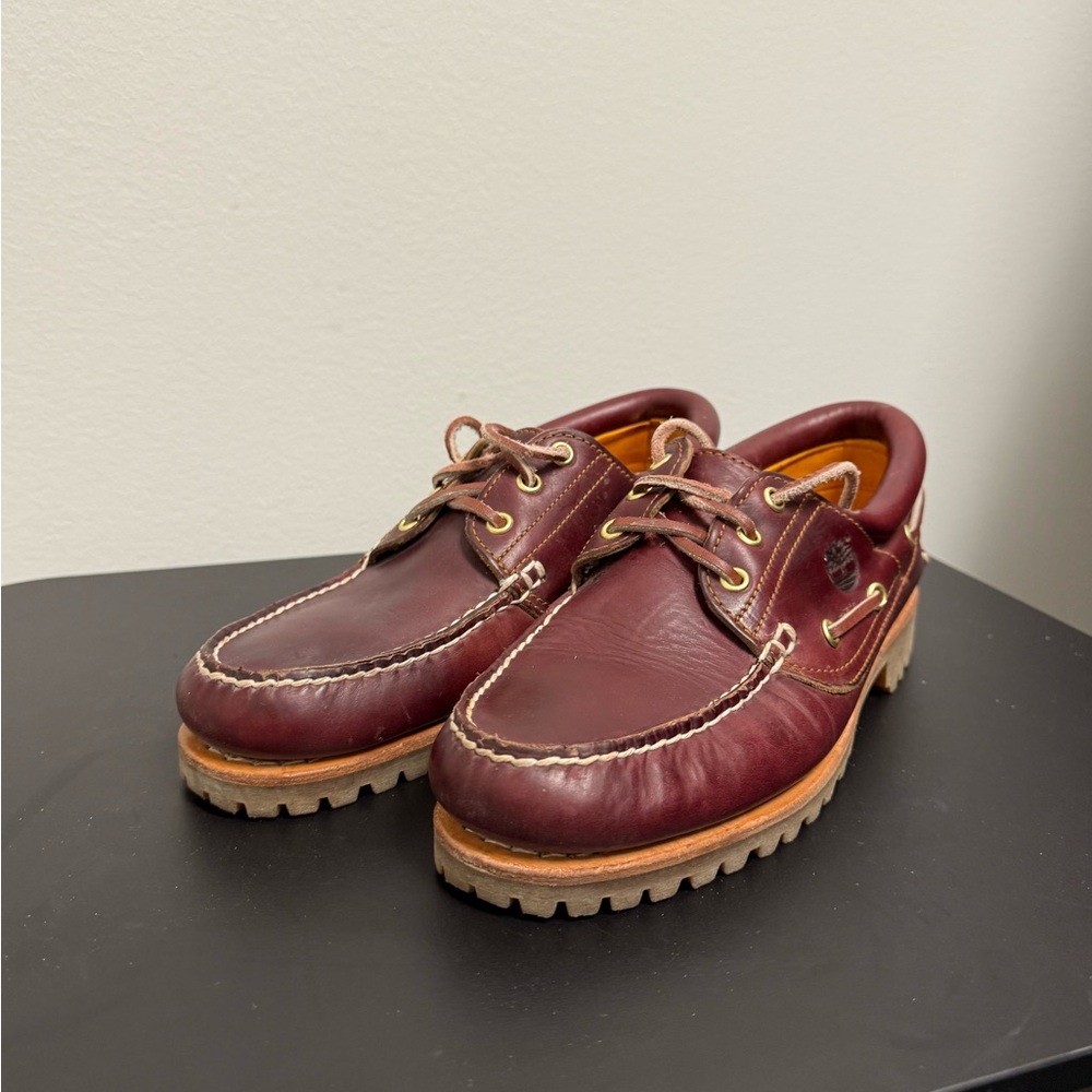 Timberland Men's Dark Red Leather Boat Shoes